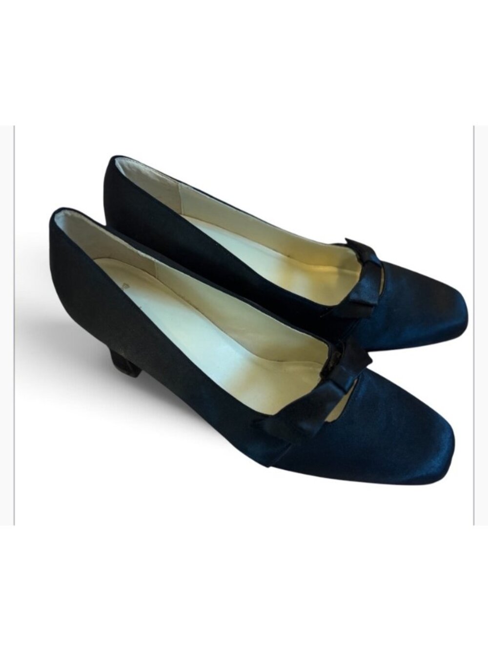 Bijou Black Fabric Block Pump Heels Wedding Party Holiday Office Shoes Size 9.5